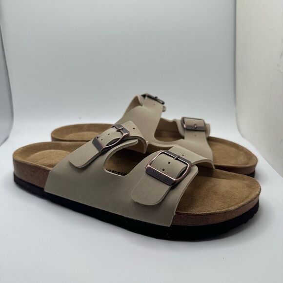 CUSHIONAIRE Women's Cork Footbed Sandal With +Comfort 8.5 STONE - Picture 1 of 7